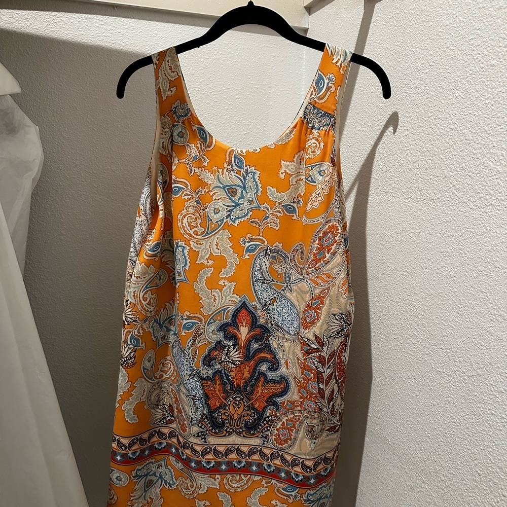Paisley Print Orange Dress - Size 2